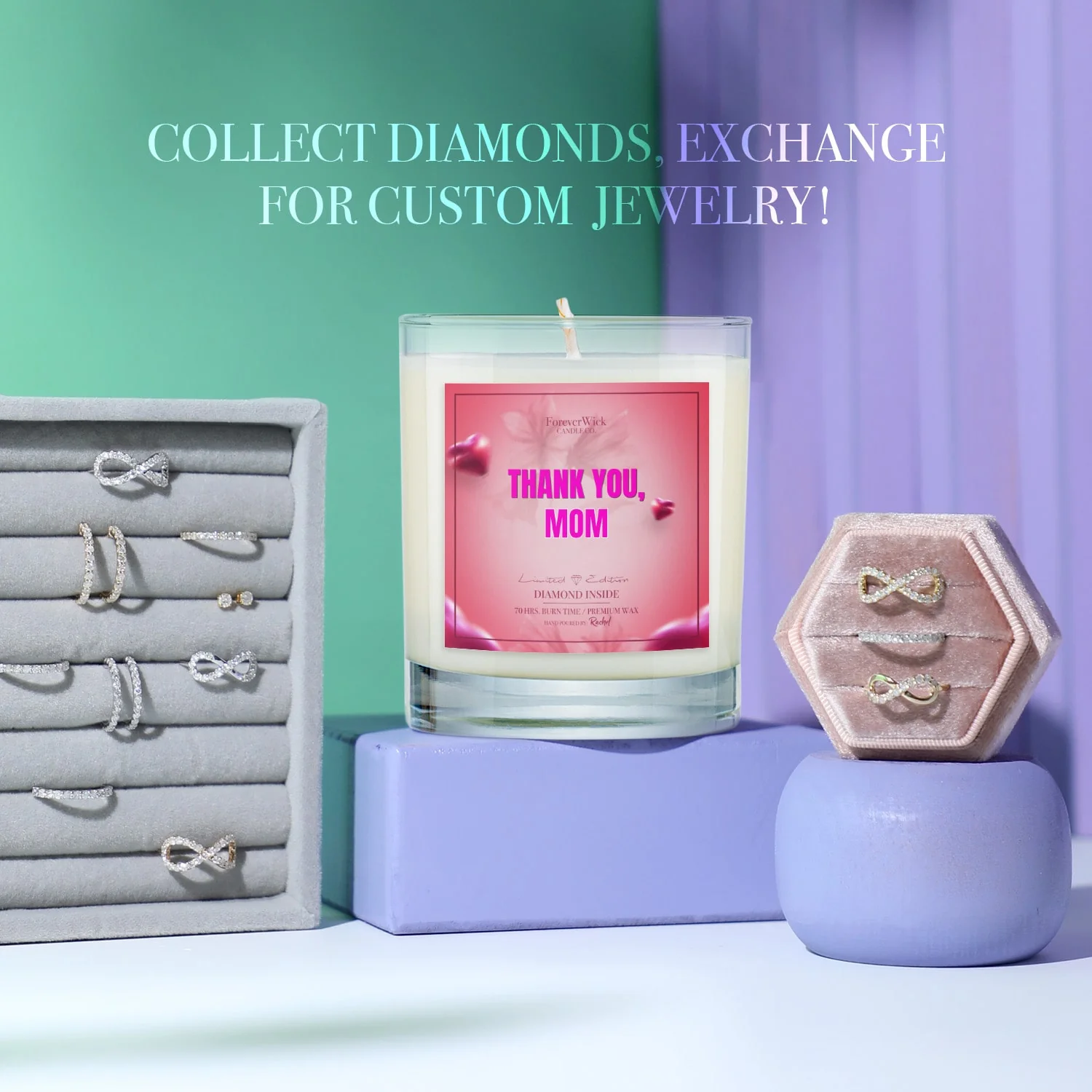Thank You Mom Diamond Candle - Image 5