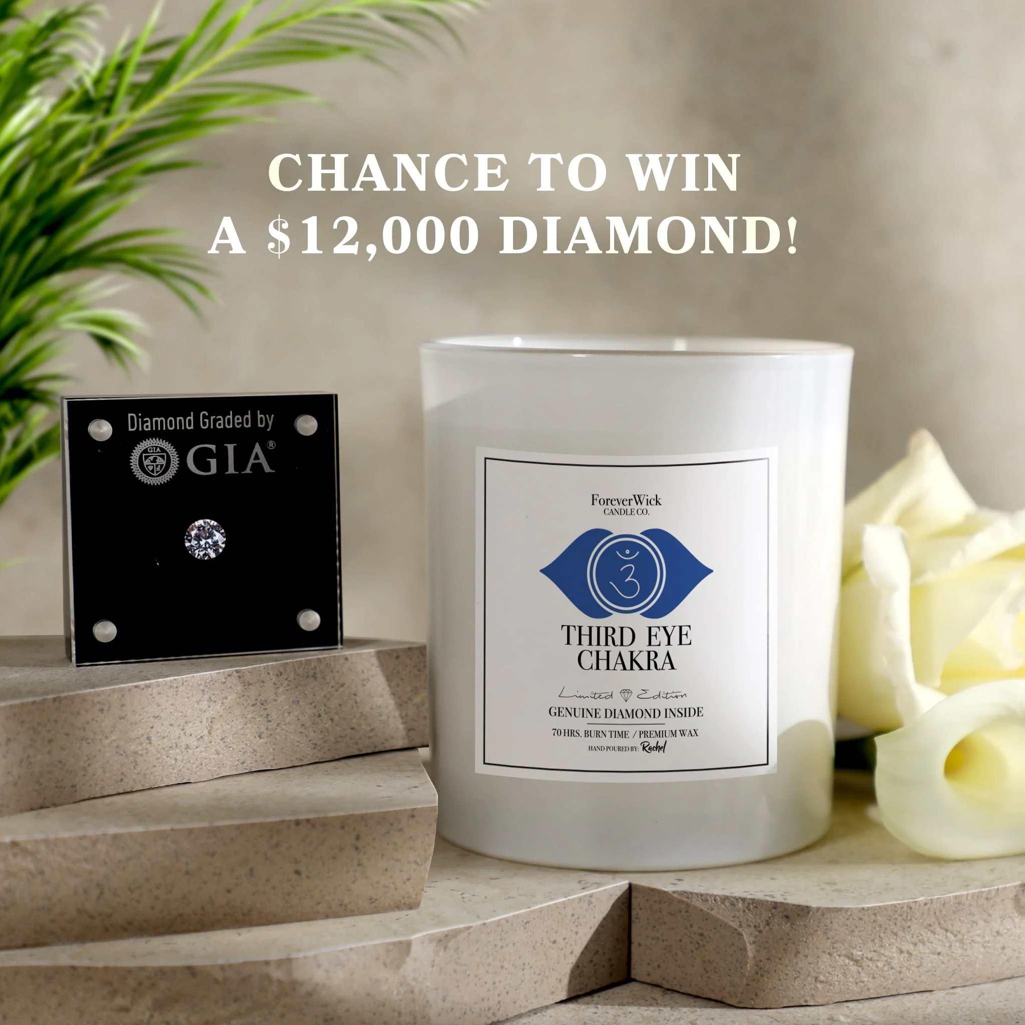 Third Eye Chakra - Crystal & Diamond Candle - Image 3