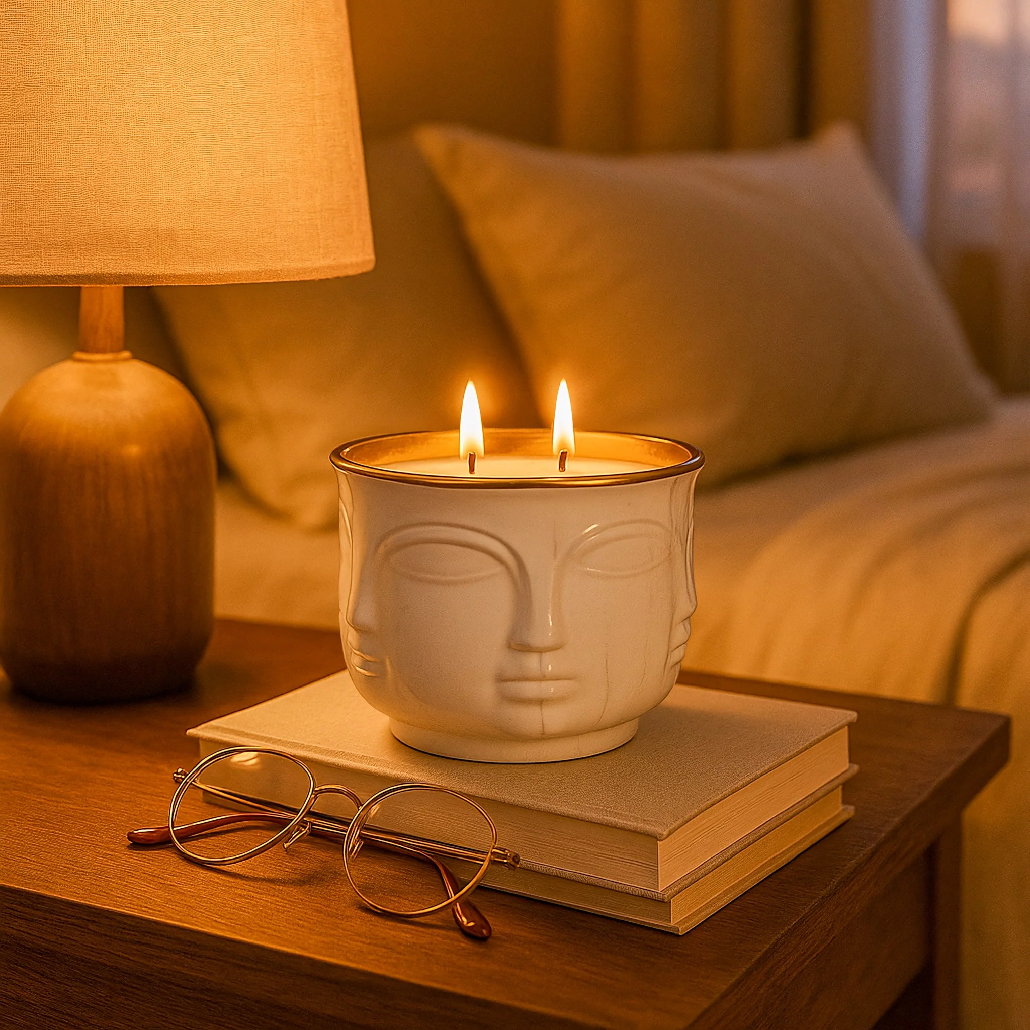 White Lotus Zen: Buddha Head Dual Wick Candle + .10ct Diamond - Image 4